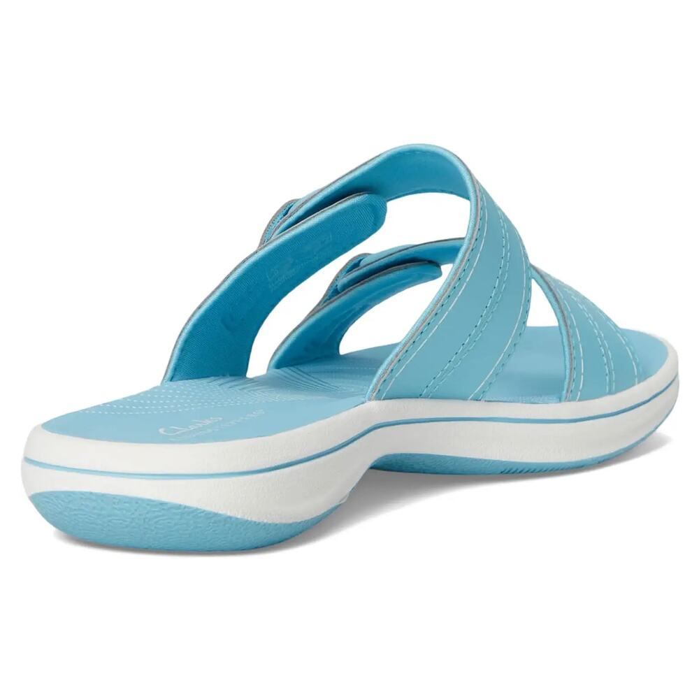 NEW Clarks 9 Breeze Maye Sky Blue Sandals Slide Cloudsteppers Comfort Walking - Picture 6 of 11